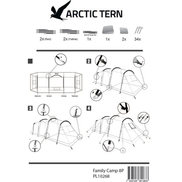 Arctic Tern Family Camp 8P Ensign blue Campingtelt med ståhøyde og to soverom 