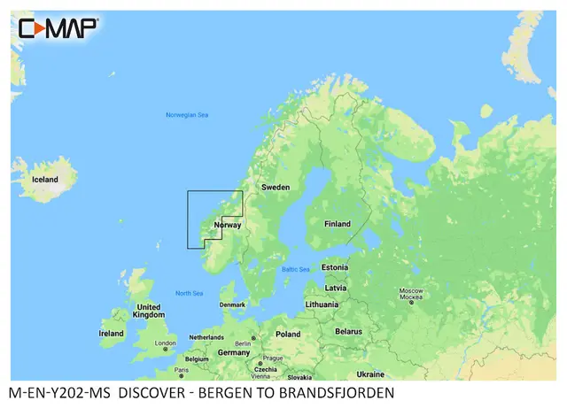 C-Map Dybdekart Bergen - Brandsfjorden Kompatibelt med Lowrance, Simrad og B&D 