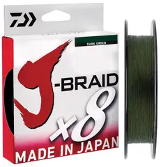 Daiwa J-Braid X8 Dark Green 0,22mm 300m Ekte japansk 8 tråds multifilament