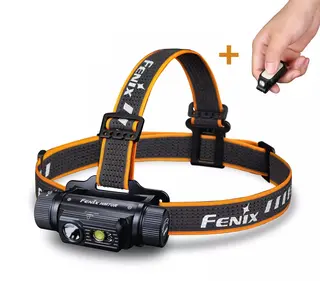 Fenix HM70R hodelykt + E-Lite minilykt Oppladbar hodelykt med 1600 lumen