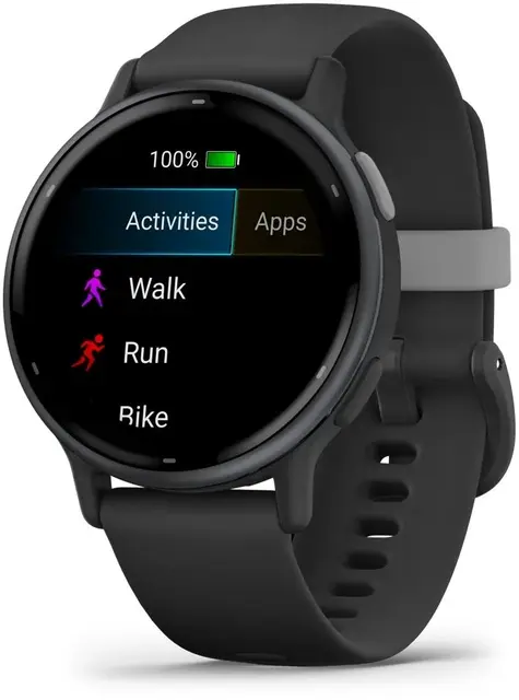 Garmin vívoactive 5 Black Slate Skifergrå med sort urkasse og silikonrem 