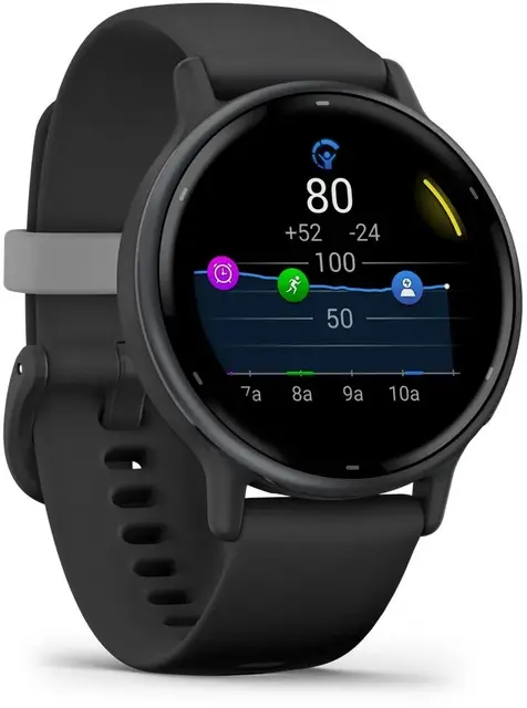 Garmin vívoactive 5 Black Slate Skifergrå med sort urkasse og silikonrem 