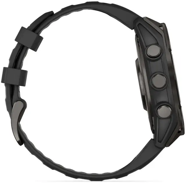 Garmin fenix 8 47 mm AMOLED Sapphire Karbongrå DLC-titan med sort silikonrem 