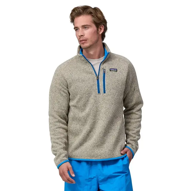 Patagonia M Better Sweater 1/4 Zip M Oar Tan/Vessel Blue fleecejakke med zip 