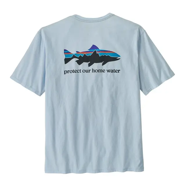 Patagonia M Home Water Trout XL Chilled Blue organisk bomull t-skjorte 