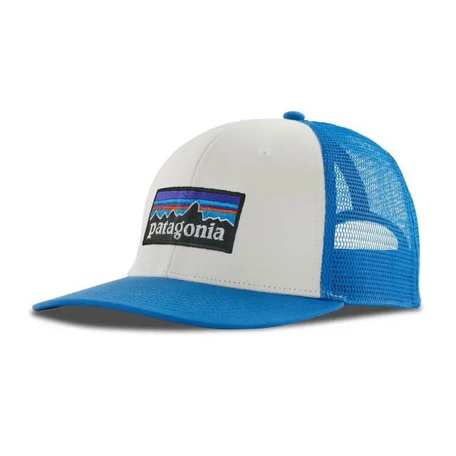 Patagonia P-6 Logo LoPro Trucker Hat White w/Vessel Blue 