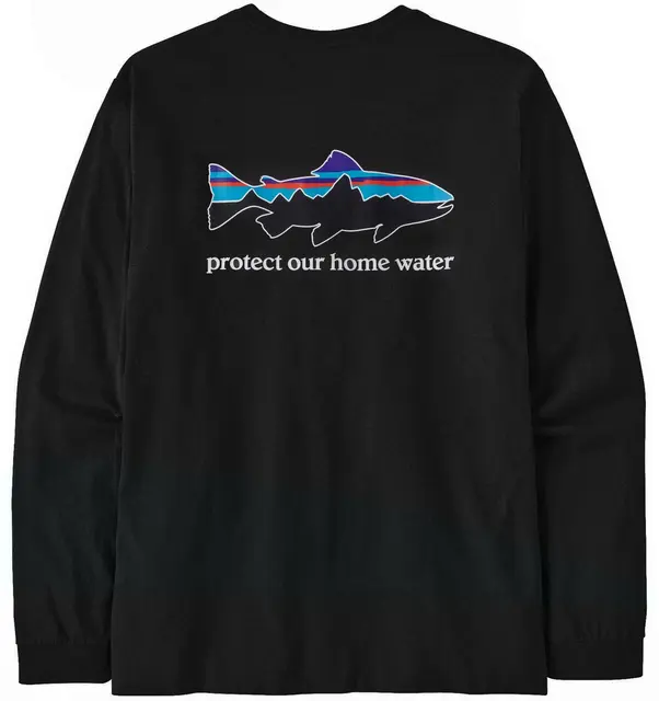 Patagonia M L/S Home Water Trout L Responsibili-Tee t-skjorte i Black 