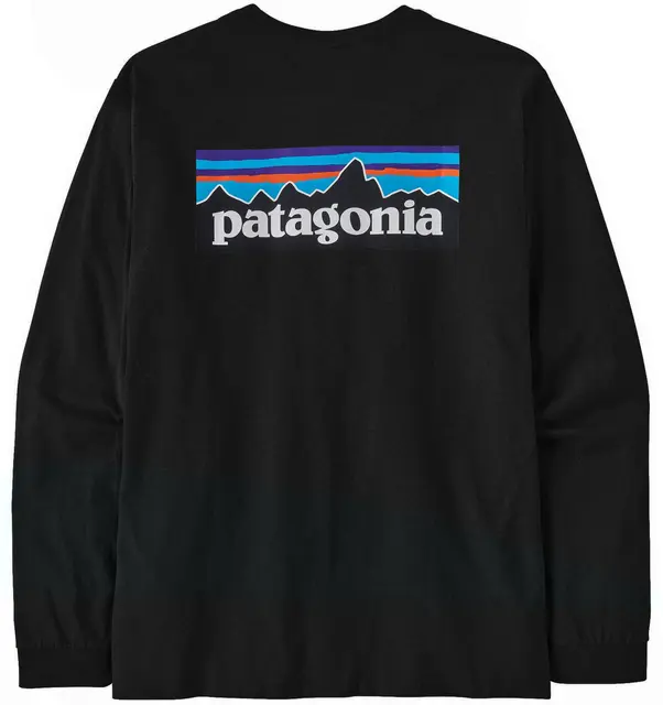 Patagonia LS P-6 Responsibili-Tee M Black LongSleeve t-shirt med logo 