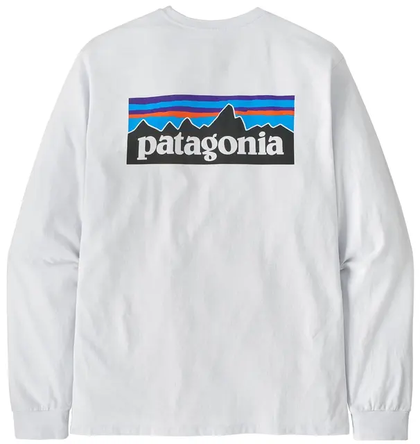 Patagonia LS P-6 Responsibili-Tee M White LongSleeve t-shirt med logo 