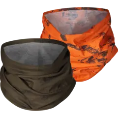 Seeland Neck Gaiter 2-pack hals One Size Pine green og InVis orange blaze halser