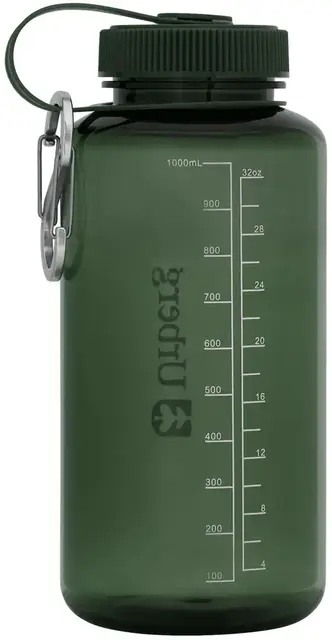 Urberg Tritan bottle 1000ml Kombu Green Drikkeflaske med skrukork og karabinkrok 