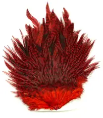 Whiting 4B Rooster Saddle Grizzly Red Grizzly dyed Red hanesaddel